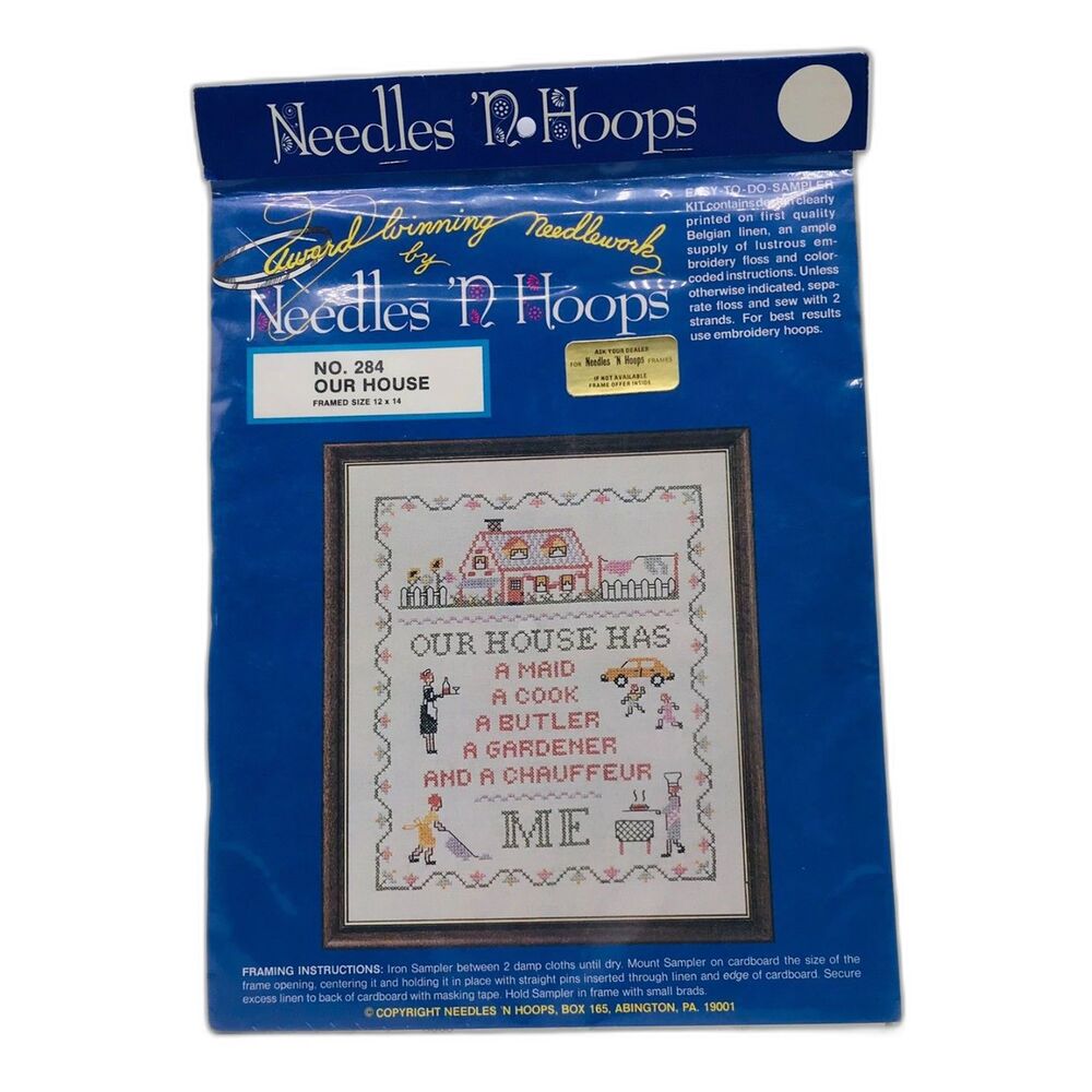 Needles N Hoops No. 284 Our House Counted Cross Stitch Framed Size 12x14 Inches